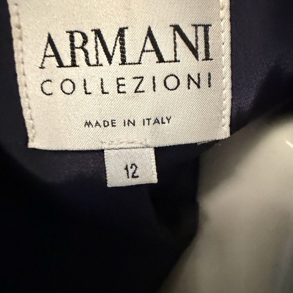 Armani Collezioni Black Pinstripe Leather Jacket - Picture 2 of 9